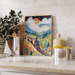 Train Print, Wall Art, Steam Poster, Boys Room Kids Decor, Playroom Decor - thumbnail 2