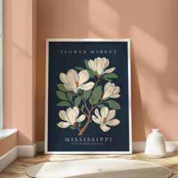 Mississippi Flower Market Print, Southern Magnolia Vintage Poster, Gifts - thumbnail 2