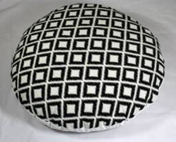 Handmade Round Floor Pillow Cover Black & White Jacquard Cushion - thumbnail 1