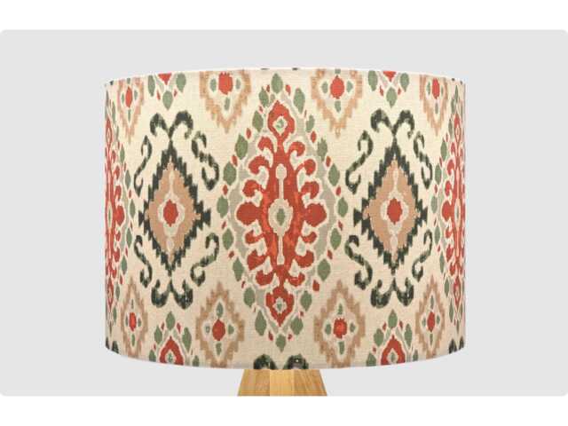 Cream Orange Black Ikat Lampshade, Table Floor Lamp Ceiling Pendant Small Medium Large 15cm 20cm 25cm 30cm 35cm 40cm Fabric Drum Light Shade - image 1