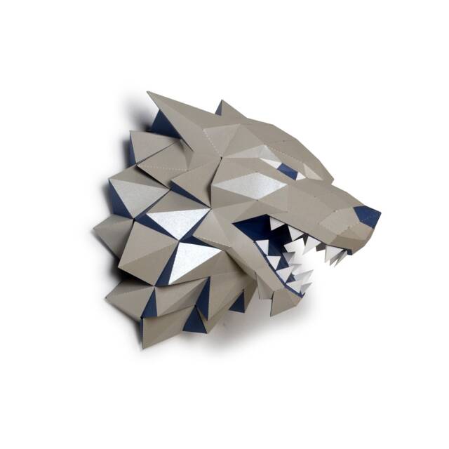 stark Wolf Papercraft Kit, 3D Low Poly Animal Head Wall Decor - image 1