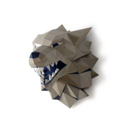 stark Wolf Papercraft Kit, 3D Low Poly Animal Head Wall Decor - thumbnail 2