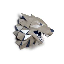 stark Wolf Papercraft Kit, 3D Low Poly Animal Head Wall Decor - thumbnail 1