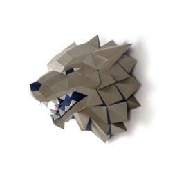 stark Wolf Papercraft Kit, 3D Low Poly Animal Head Wall Decor - thumbnail 3