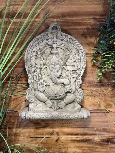 stone Garden Large Ganesh Ganesha Buddha Wall Plaque - image 1