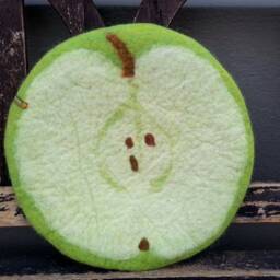 Handfelted Seat Cushion, Apples - thumbnail 2