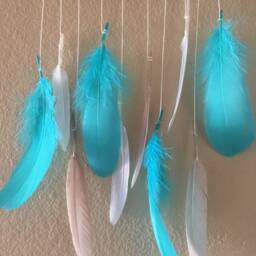 Brown & Blue Dreamcatcher Boho Chic Wall Hanging Room Decor Feathers Baby Shower Gift - thumbnail 2