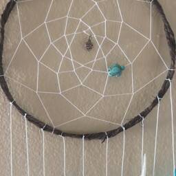 Brown & Blue Dreamcatcher Boho Chic Wall Hanging Room Decor Feathers Baby Shower Gift - thumbnail 3