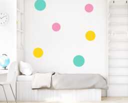 Giant Polka Dot Wall Decals Rainbow Nursery Decor, Colour Block Stickers - Pack Of 6