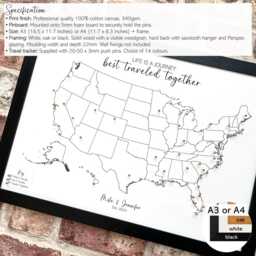 Custom Usa Push Pin Map, Framed Canvas United States Travel Tracker Pinboard - thumbnail 2