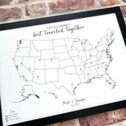 Custom Usa Push Pin Map, Framed Canvas United States Travel Tracker Pinboard