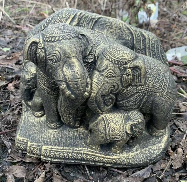 stone Garden Gold Thai Elephant Family Ganesh Indian Cute Ornament - image 1