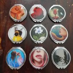 Art Compact Mirrors - Birthday, Christmas, Mothers Day Octopus, Bumble Bee, Mermaid, Skull, Flower, Honey, Ravens, Janae Corrado - thumbnail 3
