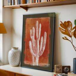 Desert Cactus Wall Art, Southwestern Botanical Print, Rustic Terracotta Poster, Modern Boho Home Decor, Minimalist Western Decor - thumbnail 2