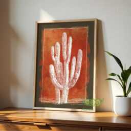 Desert Cactus Wall Art, Southwestern Botanical Print, Rustic Terracotta Poster, Modern Boho Home Decor, Minimalist Western Decor - thumbnail 3