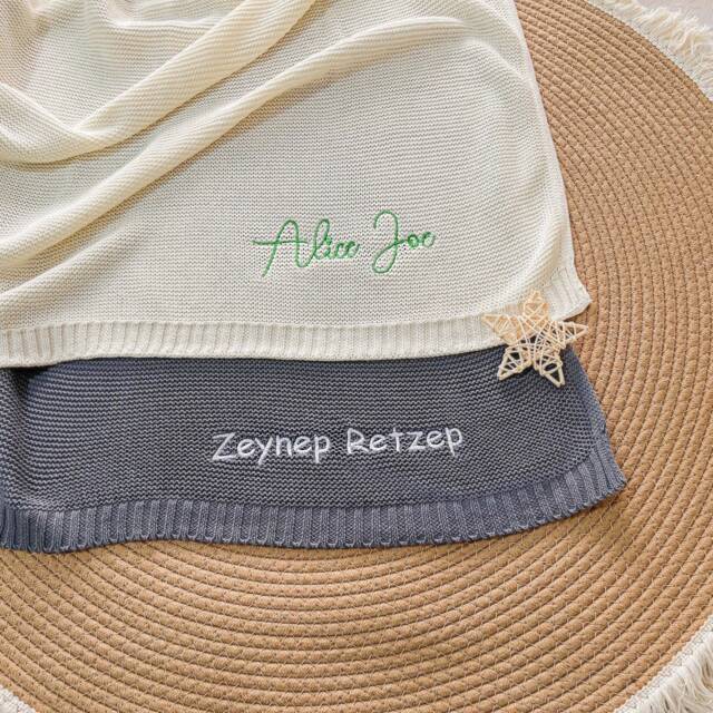 Personalized Embroidered Name Blanket Boy Waffle Baby Stroller Organic Muslin Girl Gift - image 1