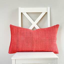Pink Neutral Tribal Hemp Hand Woven Natural Dye Color Lumbar Pillow Cover - thumbnail 2