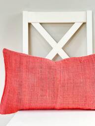 Pink Neutral Tribal Hemp Hand Woven Natural Dye Color Lumbar Pillow Cover - thumbnail 1