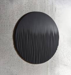 Large Round Geometric Black Wall Art, Minimalist Style Hand Engraved Decoration - thumbnail 1