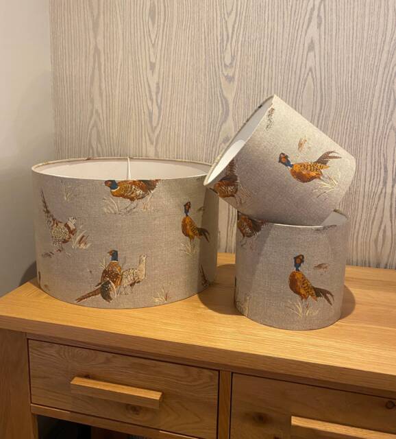 Handmade Lampshade Fryetts Pheasant Print Fabric, Various Sizes Available, Ceiling Or Table Lamp Options - image 1