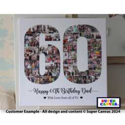 60Th Birthday 60 Shape Picture Photo Collage Board Framed Canvas Print Friend Mum Dad Grandad Grandma Sister Brother Gift - thumbnail 4
