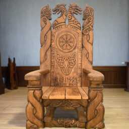 Viking Chair - Celtic Knotwork & Welsh Dragon Hand-Carved Solid Oak Storytelling Bespoke Handmade Wales UK