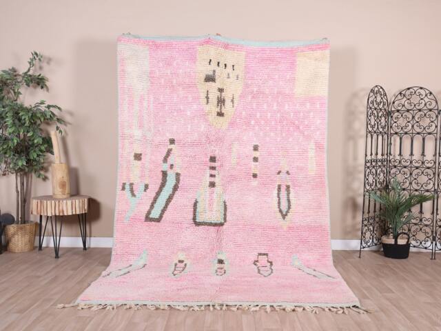 Vintage Boujaad Rug, Pink Moroccan Rug 6x9 Ft - image 1