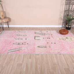 Vintage Boujaad Rug, Pink Moroccan Rug 6x9 Ft - thumbnail 2