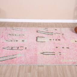 Vintage Boujaad Rug, Pink Moroccan Rug 6x9 Ft - thumbnail 3