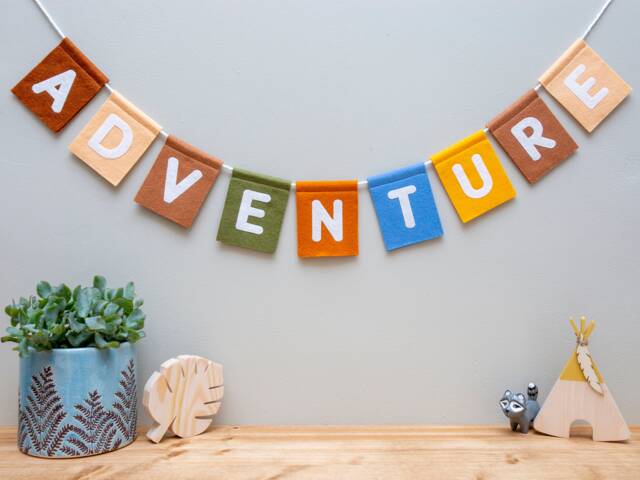 Custom Word Bunting. Felt Nursery Decor. Personalised Garland Wall Hanging. Rainbow, Pastel, Jungle, Neutral Colour Choices - image 1