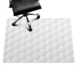 Geometric 3D Pattern Office Chair Floor Protector, White Desk Mat, Vinyl Gaming Mat