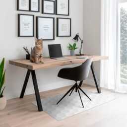 Geometric 3D Pattern Office Chair Floor Protector, White Desk Mat, Vinyl Gaming Mat - thumbnail 3