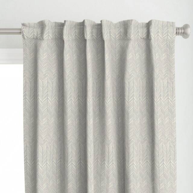 Gray Arrows Curtain Panel - Herringbone Abstract Cream Custom Freeform in On By Domesticate - image 1