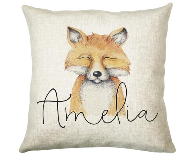 Personalised Fox Cushion Gift Printed Name Design - Throw Pillow For Boys Nursery Bedroom Birthday Christmas Cs030 - image 1