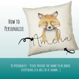 Personalised Fox Cushion Gift Printed Name Design - Throw Pillow For Boys Nursery Bedroom Birthday Christmas Cs030 - thumbnail 3
