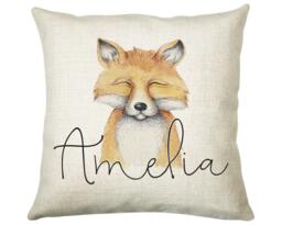 Personalised Fox Cushion Gift Printed Name Design - Throw Pillow For Boys Nursery Bedroom Birthday Christmas Cs030 - thumbnail 1