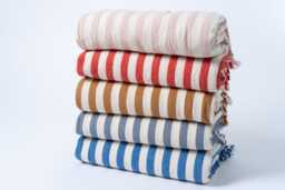 Colorful Turkish Towel, Customize Towel Set, Linen Peshtemal Bundle Striped Blanket Throw, Organic Cotton Christmas Gift - thumbnail 1