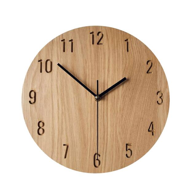 Silent Oak Wood Wall Clock, Minimalist Modern Design, 28cm 11In - image 1