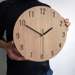 Silent Oak Wood Wall Clock, Minimalist Modern Design, 28cm 11In - thumbnail 3