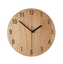 Silent Oak Wood Wall Clock, Minimalist Modern Design, 28cm 11In - thumbnail 1