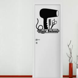 Wall Decals Hair Salon Scissors Blow Dryer ??omb Decal Vinyl Sticker Home Art Bedroom Decor Beauty Salon Living Room Murals Ms643 - thumbnail 1