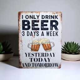 Funny Beer Metal Bar Sign - Rustic Man Cave Wall Art Decor Gift For Dad - thumbnail 3