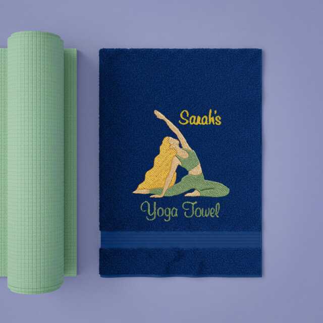 Personalised Yoga Towel - Custom Embroidered Name With Pose Design Gifts For Women - image 1