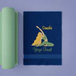 Personalised Yoga Towel - Custom Embroidered Name With Pose Design Gifts For Women