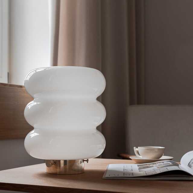 Table Lamp With White Glass & Brass Base - image 1