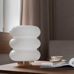 Table Lamp With White Glass & Brass Base - thumbnail 1