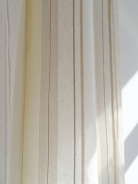 Evie Sheer Curtain, Striped Curtain With Linen Texture, Light Filtering Panel, Customn For Livingroom & Bedroom, 1Pc - image 1