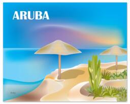 Aruba Art, Map, Skyline Print, Travel Print, Wall Caribbean Poster - Style E8-O-Aru - thumbnail 1