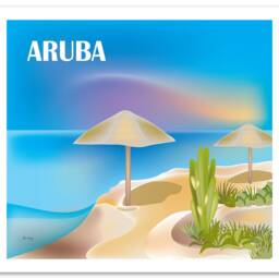 Aruba Art, Map, Skyline Print, Travel Print, Wall Caribbean Poster - Style E8-O-Aru - thumbnail 3