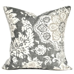 Two High Quality Magnolia Pillow Covers, Slate Grey Pillow, Cushion, Decorative Throw Charcoal Pillow - thumbnail 3